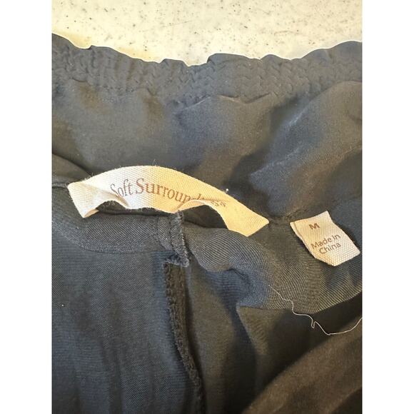 Soft Surroundings Womens M Black Silky Wide Leg Flowy Palazzo Pleated Pants B5 - Picture 4 of 7